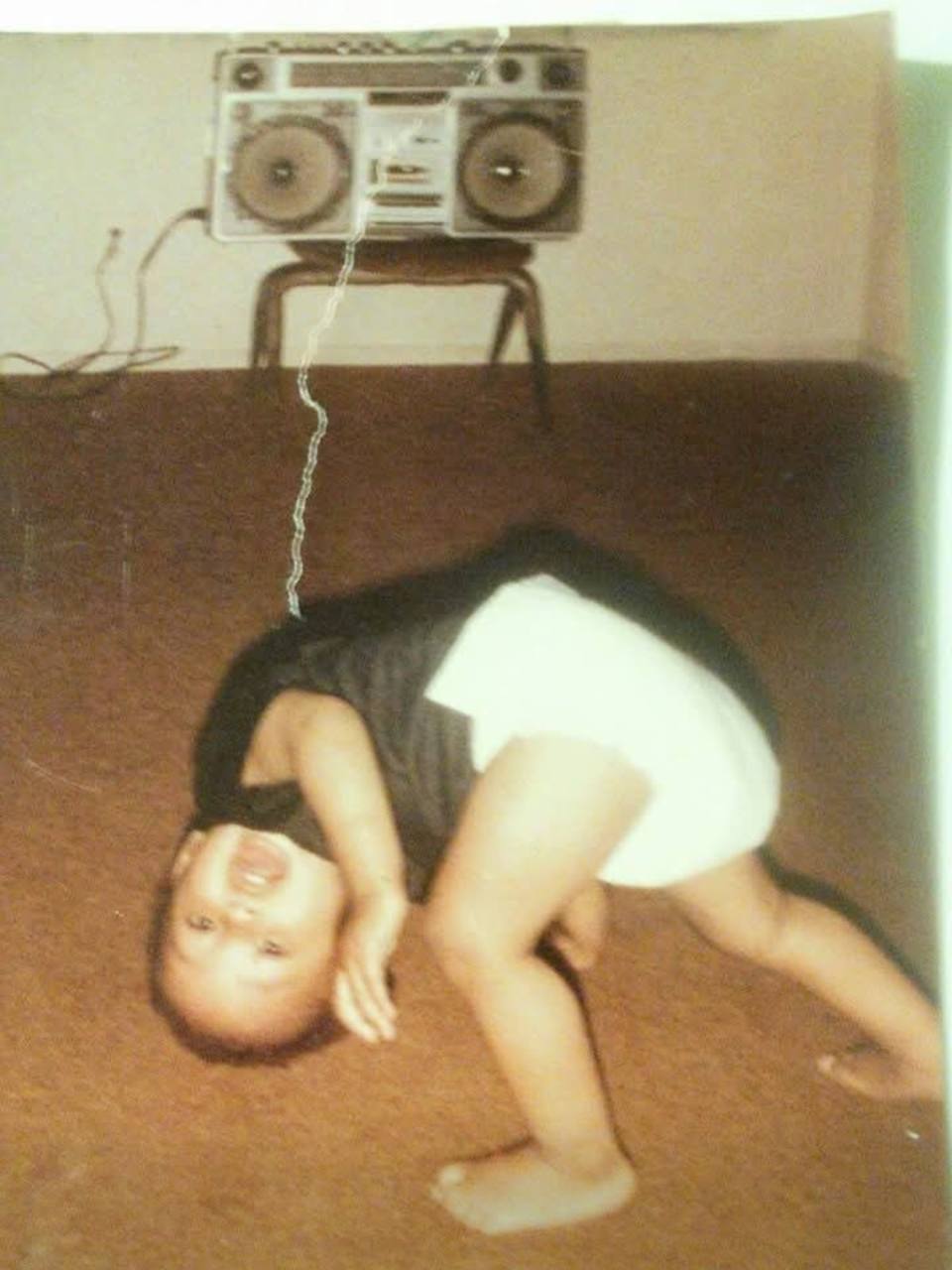 Learning to breakdance. Johnny Thunder Allen as a baby learning to breakdance. Caption supplied by Johnny.