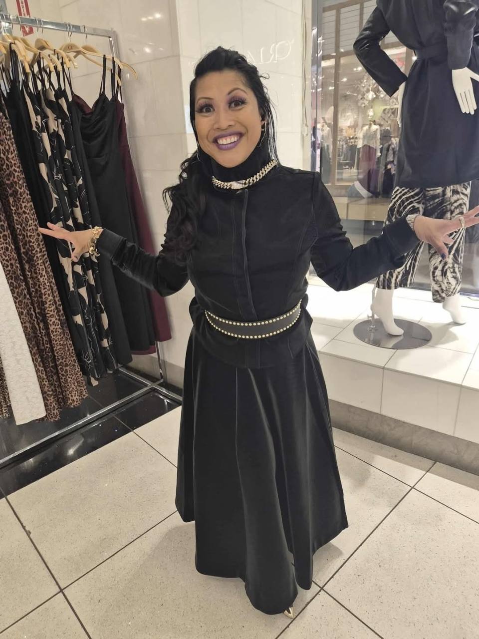 Kissa Allen — Personal style. Kissa Allen in a black coat, from the family collection. Identified by Johnny as his wife.